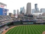 Target Field, with downtown Minneapolis skyline in background